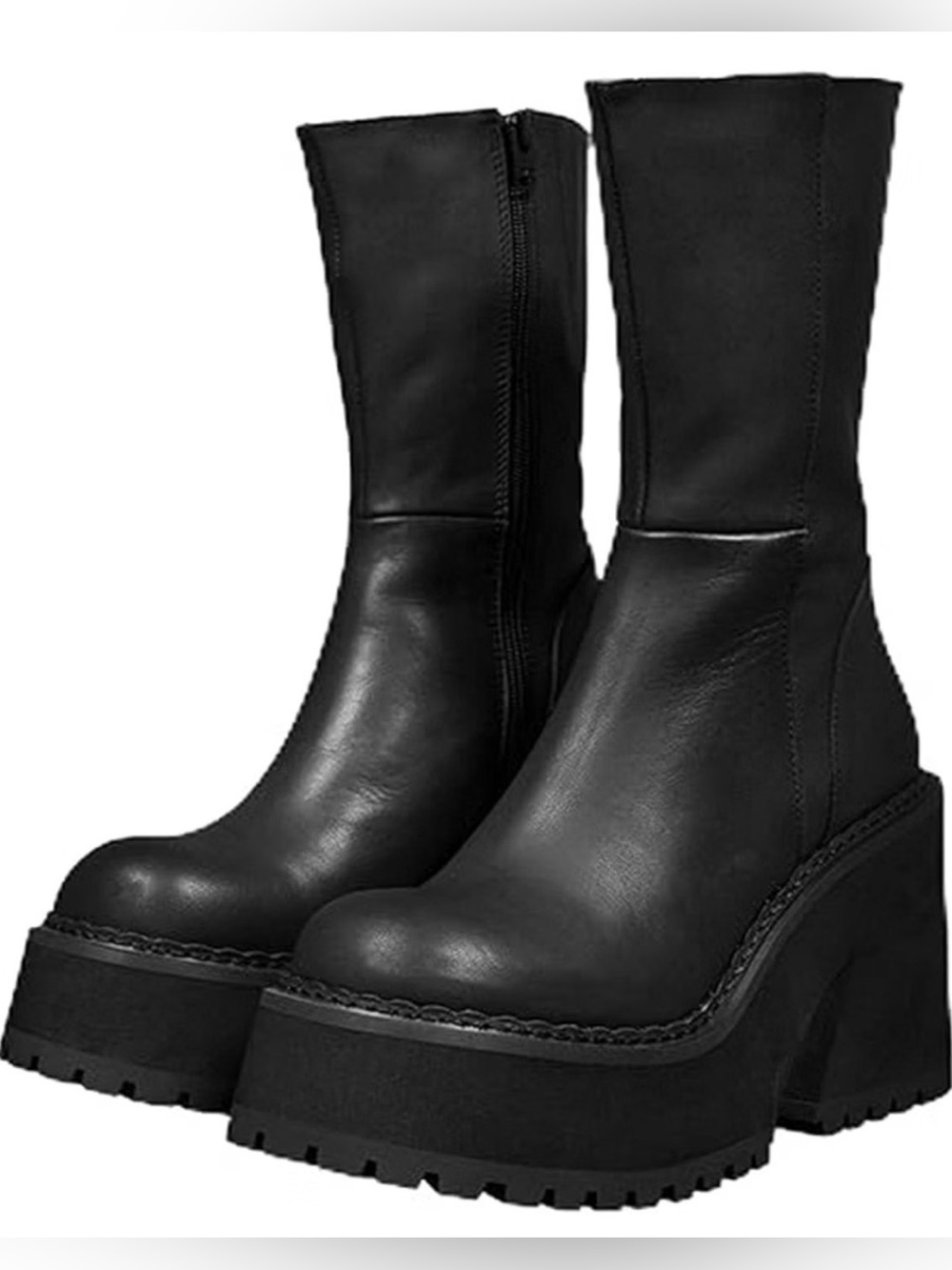 Women's Black Platform Mid-Calf Boots